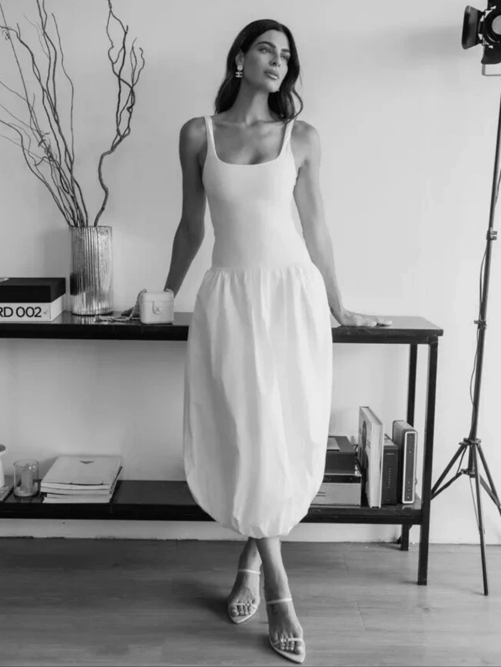 Zara Voluminous Balloon Midi Dress White Size S - Picture 9 of 15